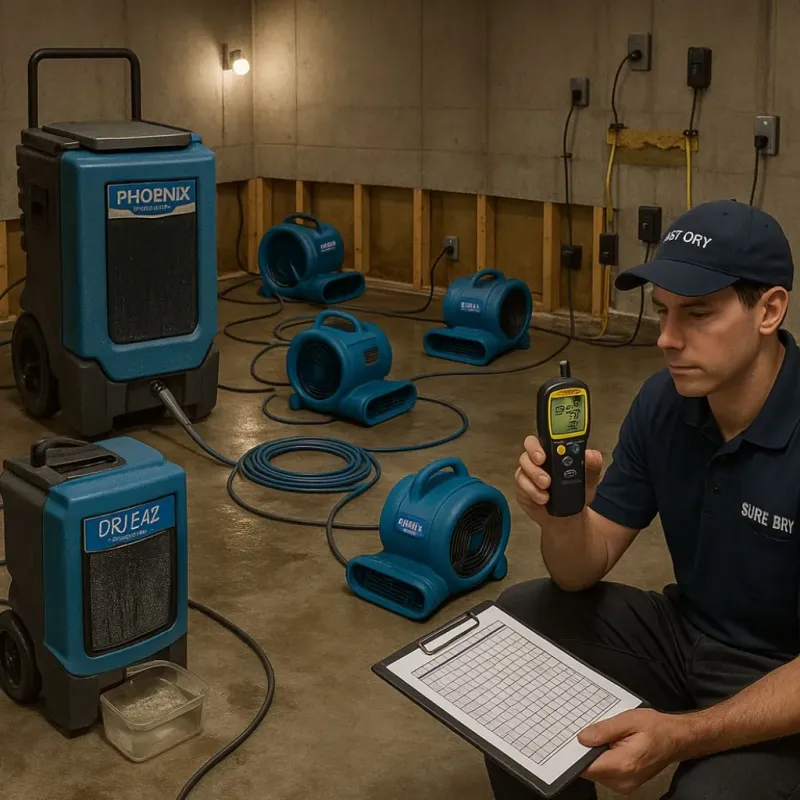 Structural Drying and Dehumidification process in Huntingburg, IN